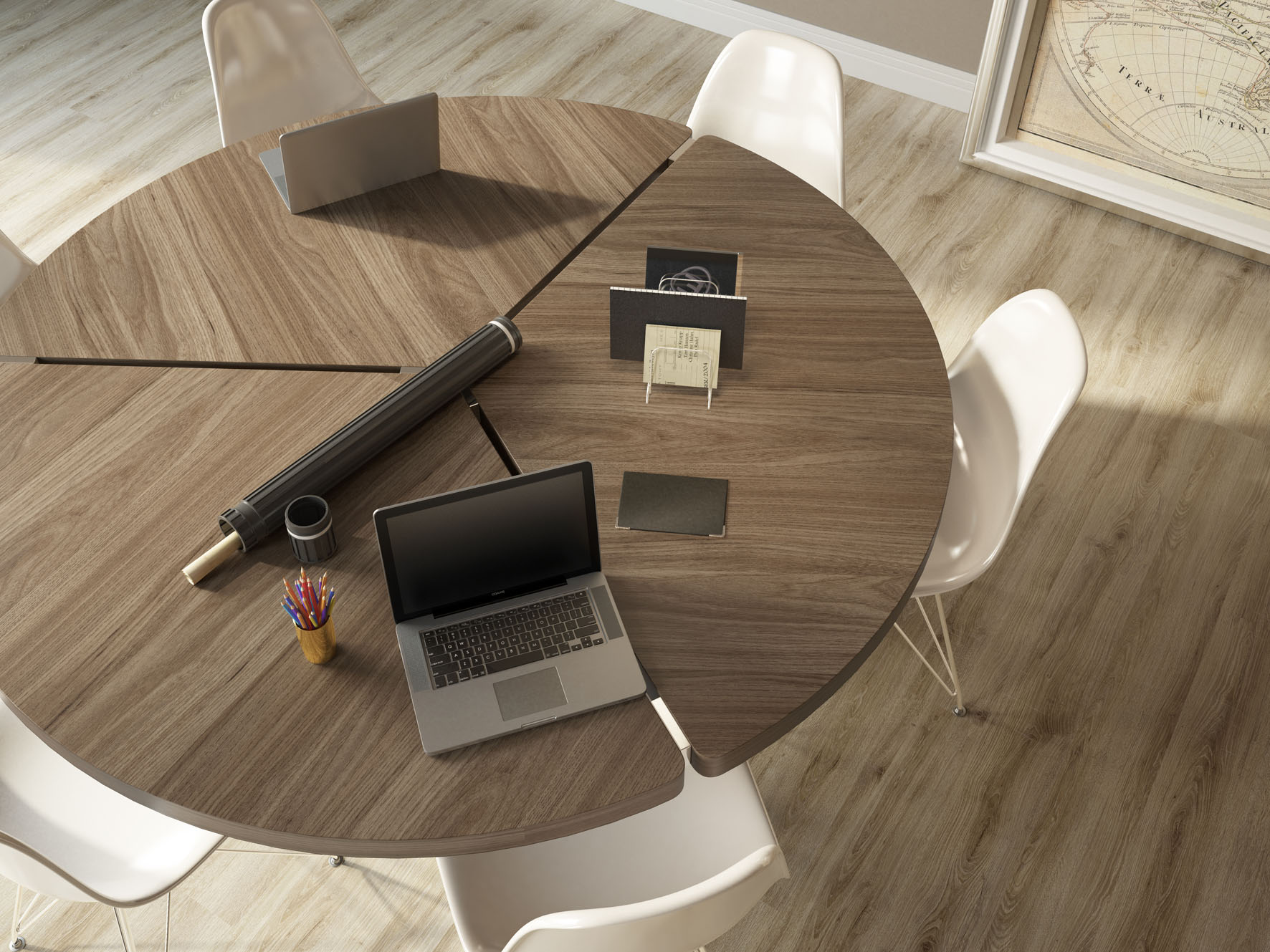 Escritório decorado com piso laminado Durafloor Nature, padrão Savoy